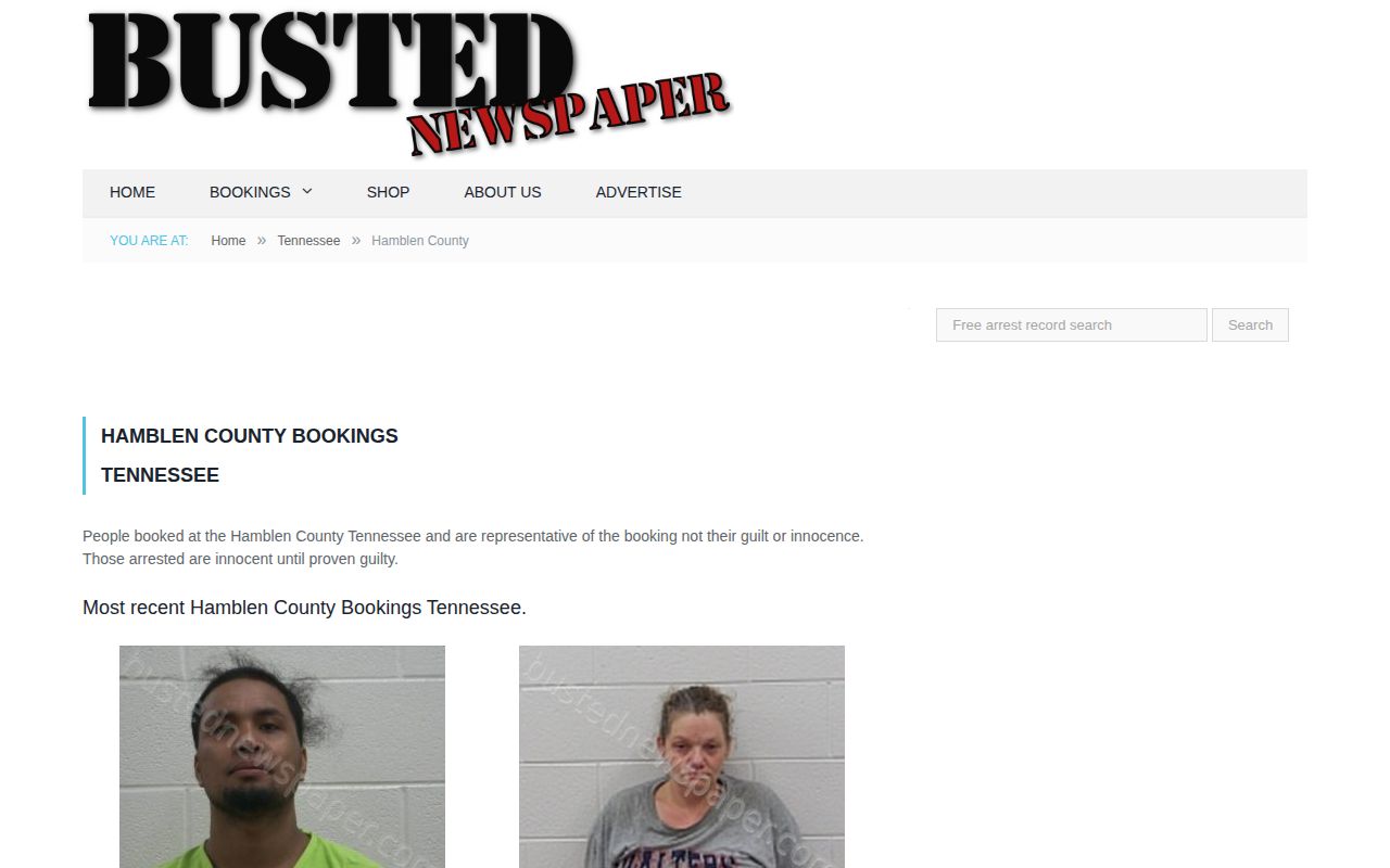 Unofficial Hamblen County arrest archive with verification caveat